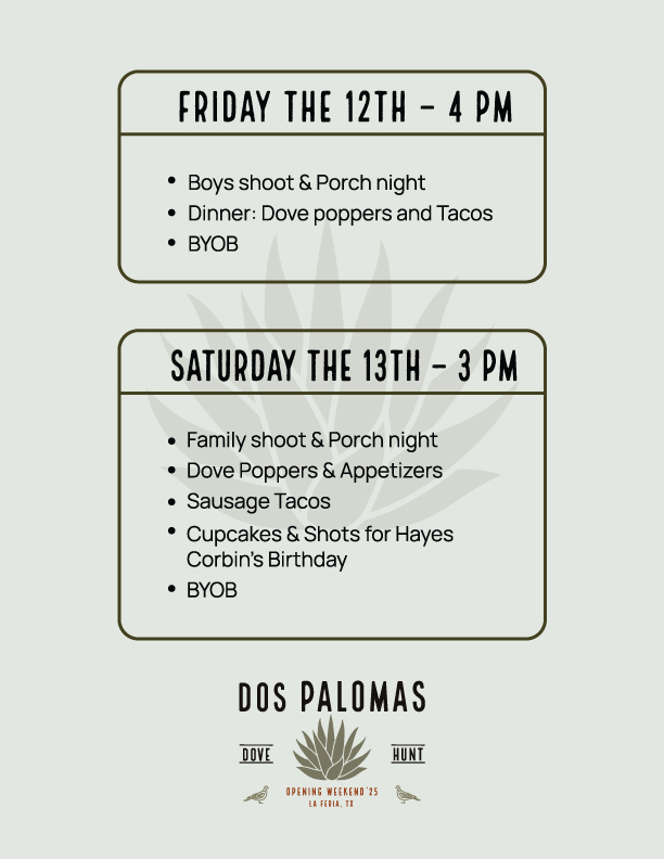 Dos Palomas Dove Hunt Back Flyer